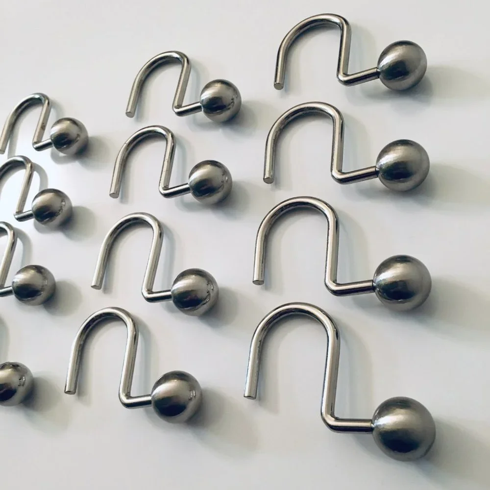 Set of 12 Silver Shower Curtain Sphere Hooks